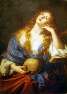 A “Penitent Magdalene” is depicted by 17th century painter Nicholas Régnier. A web-only photo from Wikimedia Commons.